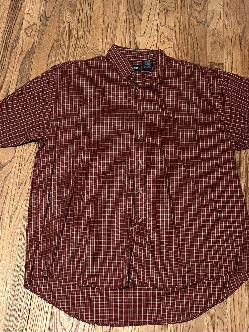 Puritan Men's Burgundy Plaid Short-Sleeve Button-Down Shirt